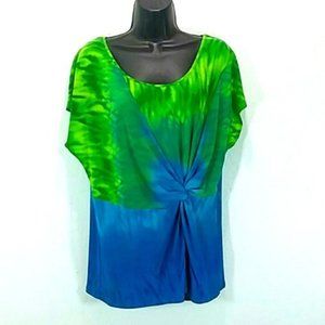 Chaus Blue/Green Cinched-Waist Top